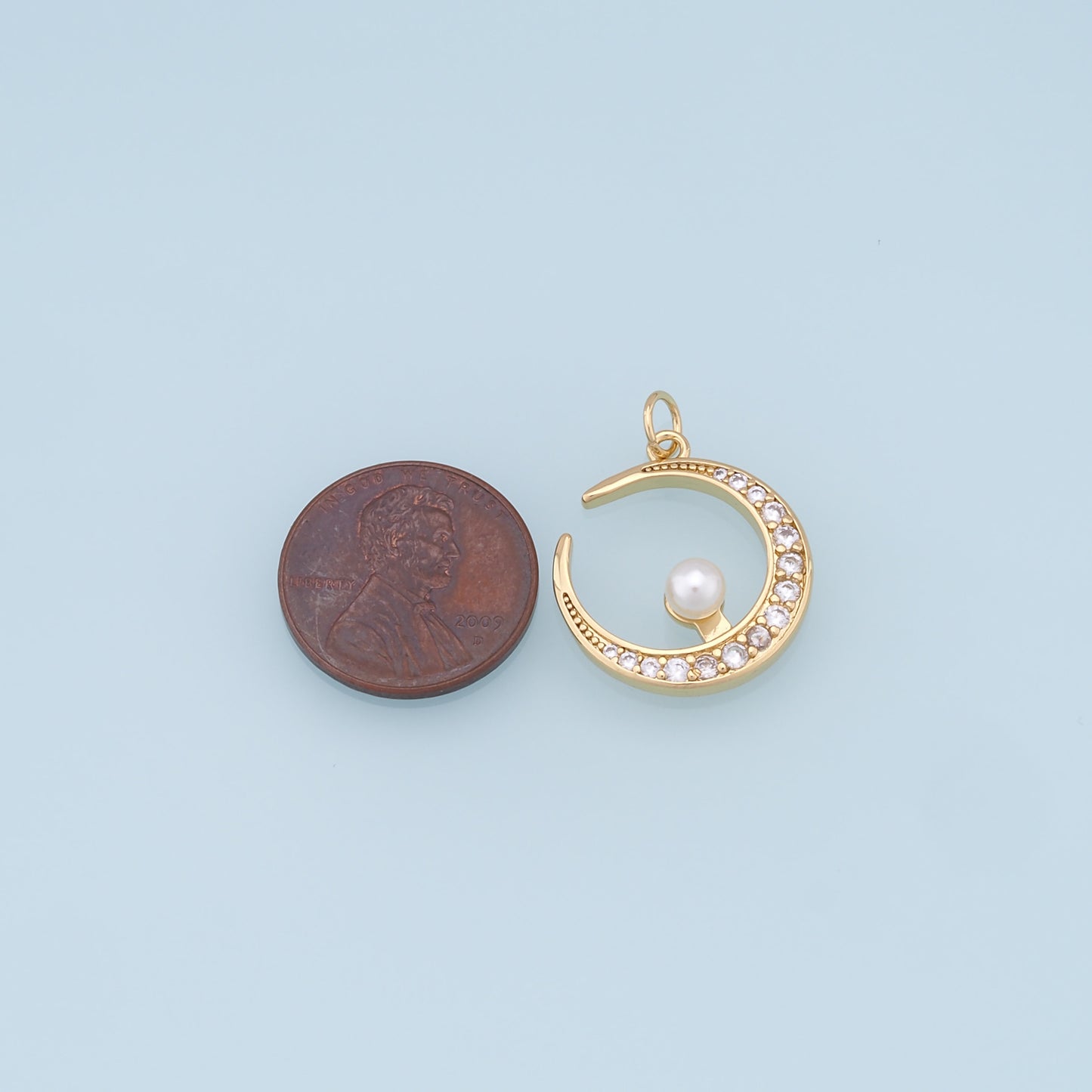 Gold Moon Star Charms,18K Gold Filled CZ Moon Pendant,Celestial Charm Bracelet Necklace for DIY Jewelry Making Supply