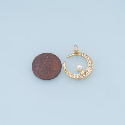 Gold Moon Star Charms,18K Gold Filled CZ Moon Pendant,Celestial Charm Bracelet Necklace for DIY Jewelry Making Supply