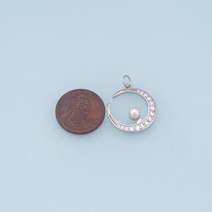 Gold Moon Star Charms,18K Gold Filled CZ Moon Pendant,Celestial Charm Bracelet Necklace for DIY Jewelry Making Supply