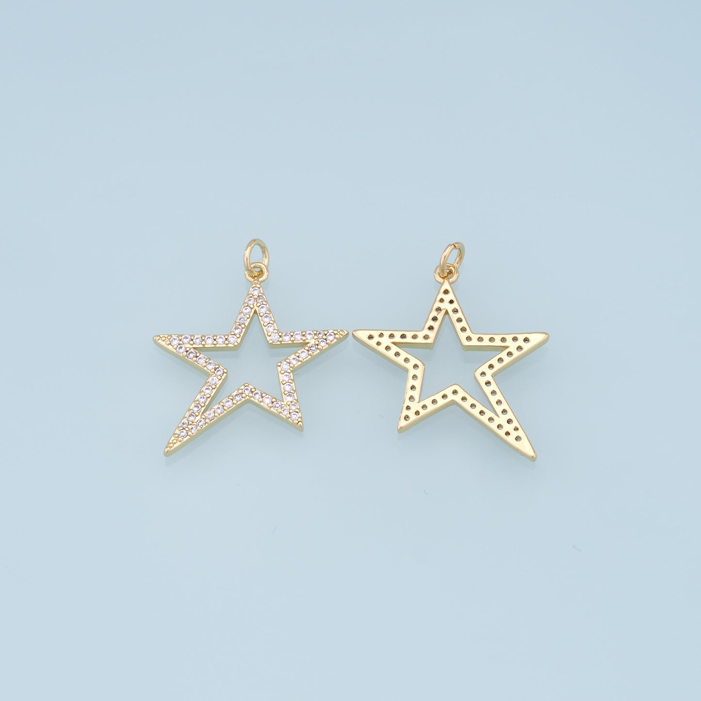 18K Gold Filled Star Pendant,CZ Micro Pave Star Charm Bracelet Necklace for DIY Jewelry Making Supply