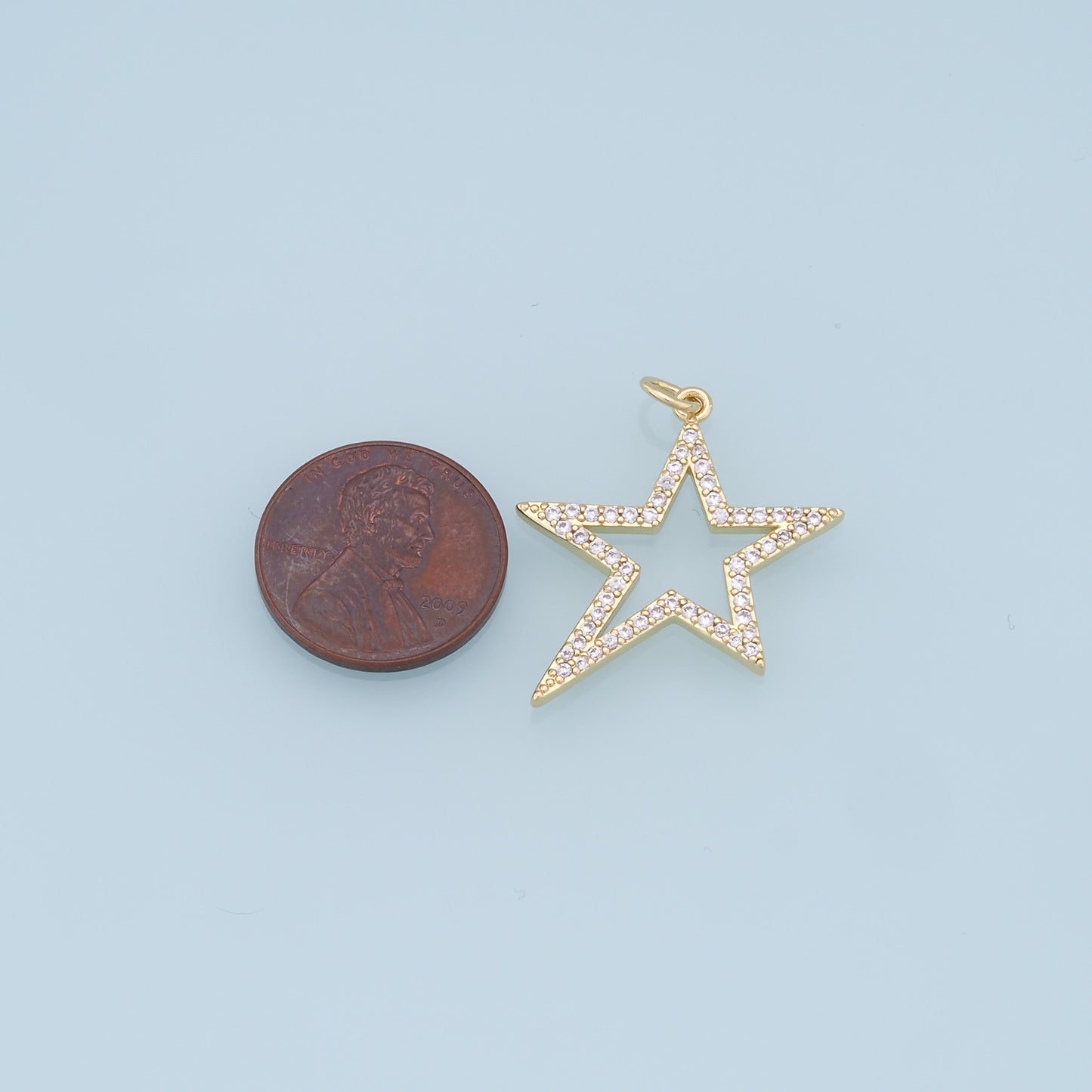 18K Gold Filled Star Pendant,CZ Micro Pave Star Charm Bracelet Necklace for DIY Jewelry Making Supply