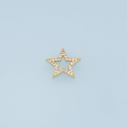 18K Gold Filled Star Pendant,CZ Micro Pave Star Charm Bracelet Necklace for DIY Jewelry Making Supply
