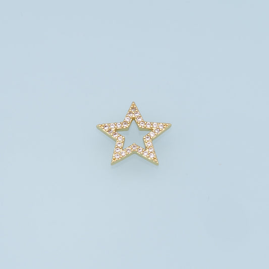 18K Gold Filled Star Pendant,CZ Micro Pave Star Charm Bracelet Necklace for DIY Jewelry Making Supply
