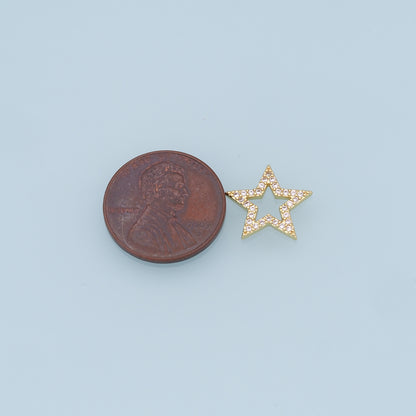 18K Gold Filled Star Pendant,CZ Micro Pave Star Charm Bracelet Necklace for DIY Jewelry Making Supply