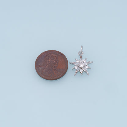 Gold Star Charms,18K Gold Filled Starburst Pendant,CZ North Star Charm Bracelet Necklace for DIY Jewelry Making Supply
