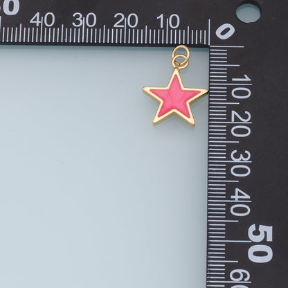 Gold Star Charms,18K Gold Filled Star Pendant,Shell North Star Charm Bracelet Necklace for DIY Jewelry Making Supply