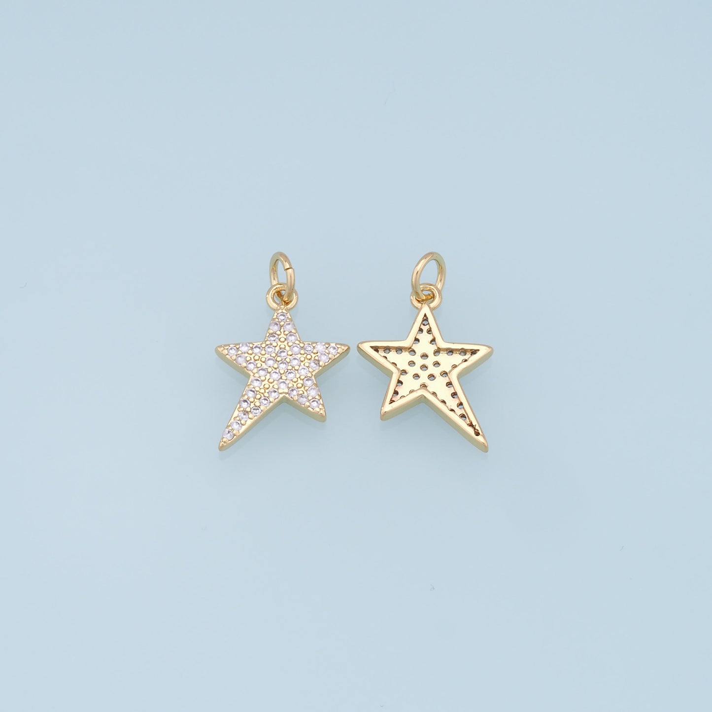 18K Gold Filled Star Pendant,CZ Micro Pave Star Charm Bracelet Necklace for DIY Jewelry Making Supply