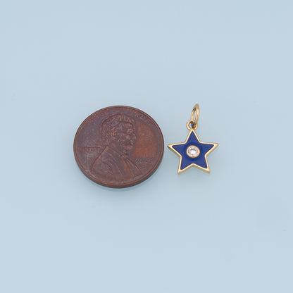 Gold Star Charms,18K Gold Filled Enamel Star Pendant,CZ Star Charm Bracelet Necklace for DIY Jewelry Making Supply