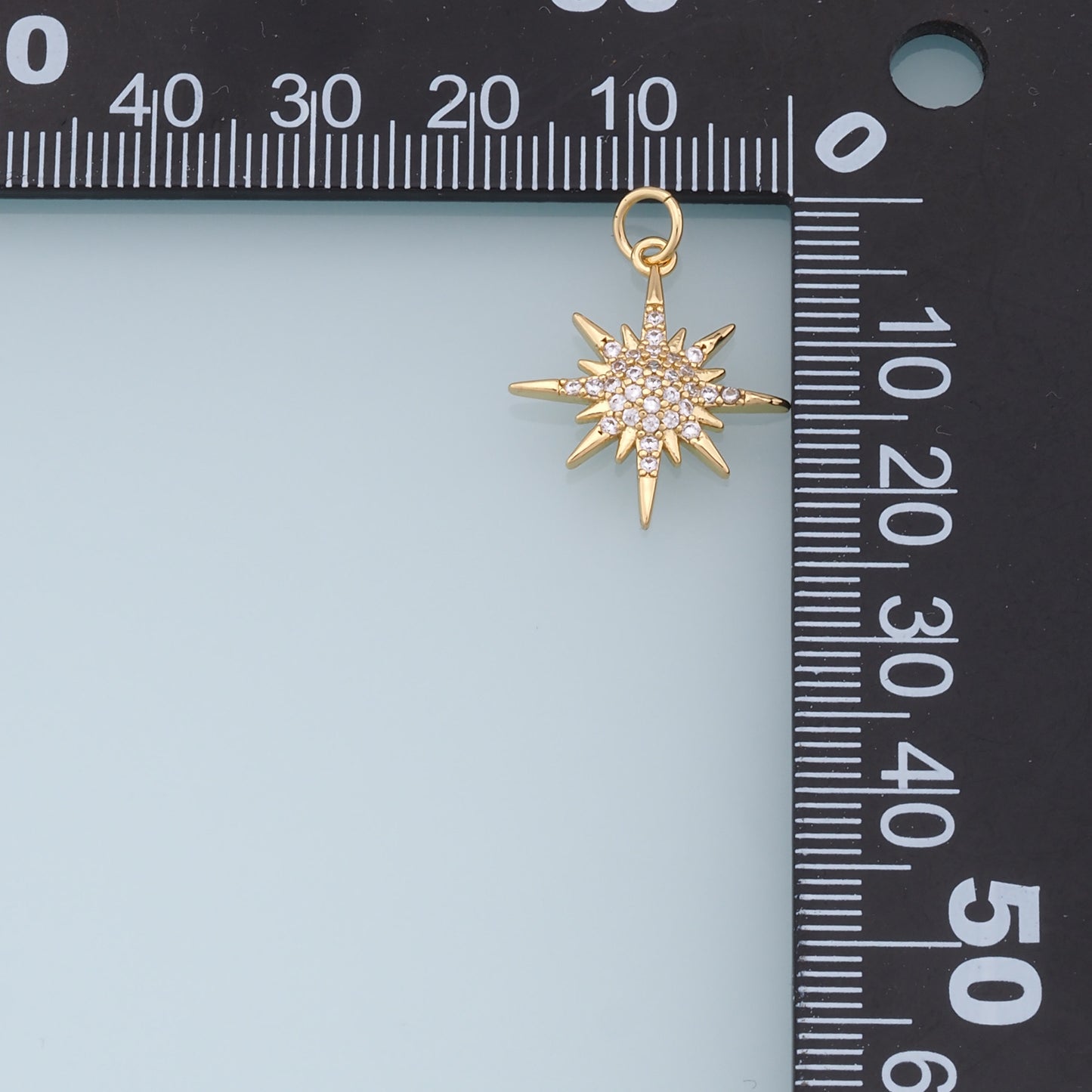 Gold Star Charms,18K Gold Filled Starburst Pendant,CZ North Star Charm Bracelet Necklace for DIY Jewelry Making Supply