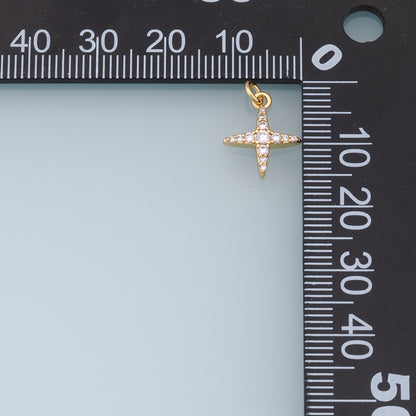 Gold Star Charms,18K Gold Filled Starburst Pendant,CZ Black North Star Charm Bracelet Necklace for DIY Jewelry Making Supply