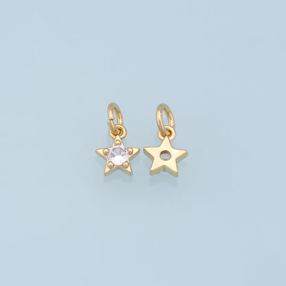 18K Gold Filled Star Pendant,CZ Star Charm Bracelet Necklace for DIY Jewelry Making Supply