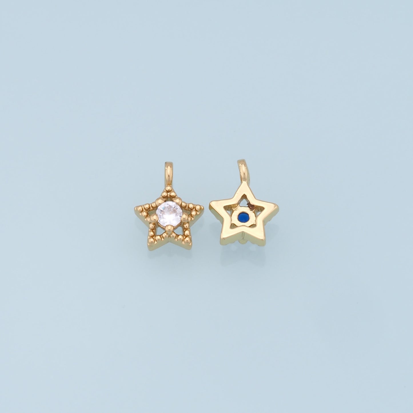 18K Gold Filled Star Pendant,CZ Star Charm Bracelet Necklace for DIY Jewelry Making Supply
