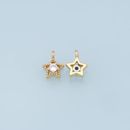 18K Gold Filled Star Pendant,CZ Star Charm Bracelet Necklace for DIY Jewelry Making Supply