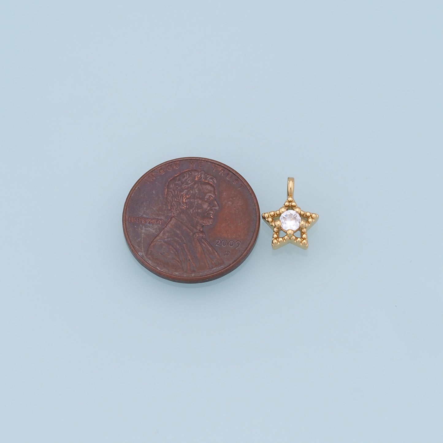 18K Gold Filled Star Pendant,CZ Star Charm Bracelet Necklace for DIY Jewelry Making Supply