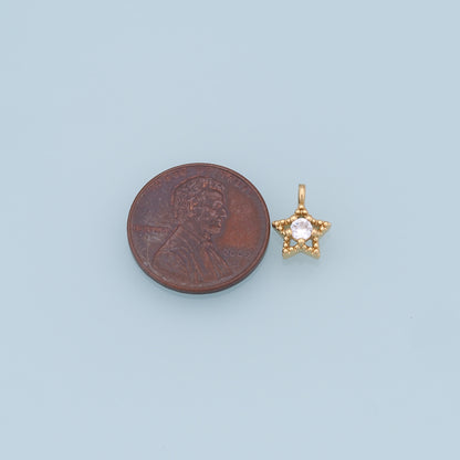 18K Gold Filled Star Pendant,CZ Star Charm Bracelet Necklace for DIY Jewelry Making Supply