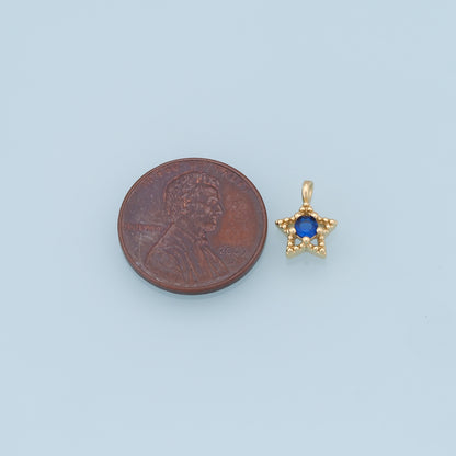 18K Gold Filled Star Pendant,CZ Star Charm Bracelet Necklace for DIY Jewelry Making Supply