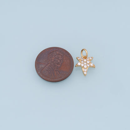 18K Gold Filled Star Pendant,CZ Star Charm Bracelet Necklace for DIY Jewelry Making Supply