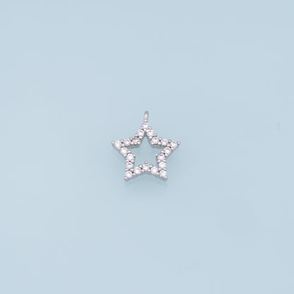 18K Gold Filled Star Pendant,CZ Star Charm Bracelet Necklace for DIY Jewelry Making Supply