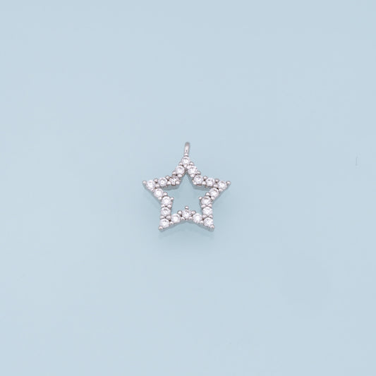 18K Gold Filled Star Pendant,CZ Star Charm Bracelet Necklace for DIY Jewelry Making Supply
