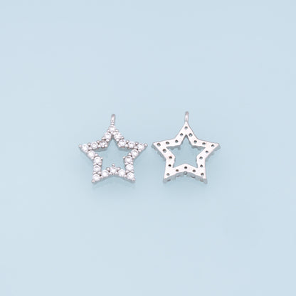 18K Gold Filled Star Pendant,CZ Star Charm Bracelet Necklace for DIY Jewelry Making Supply