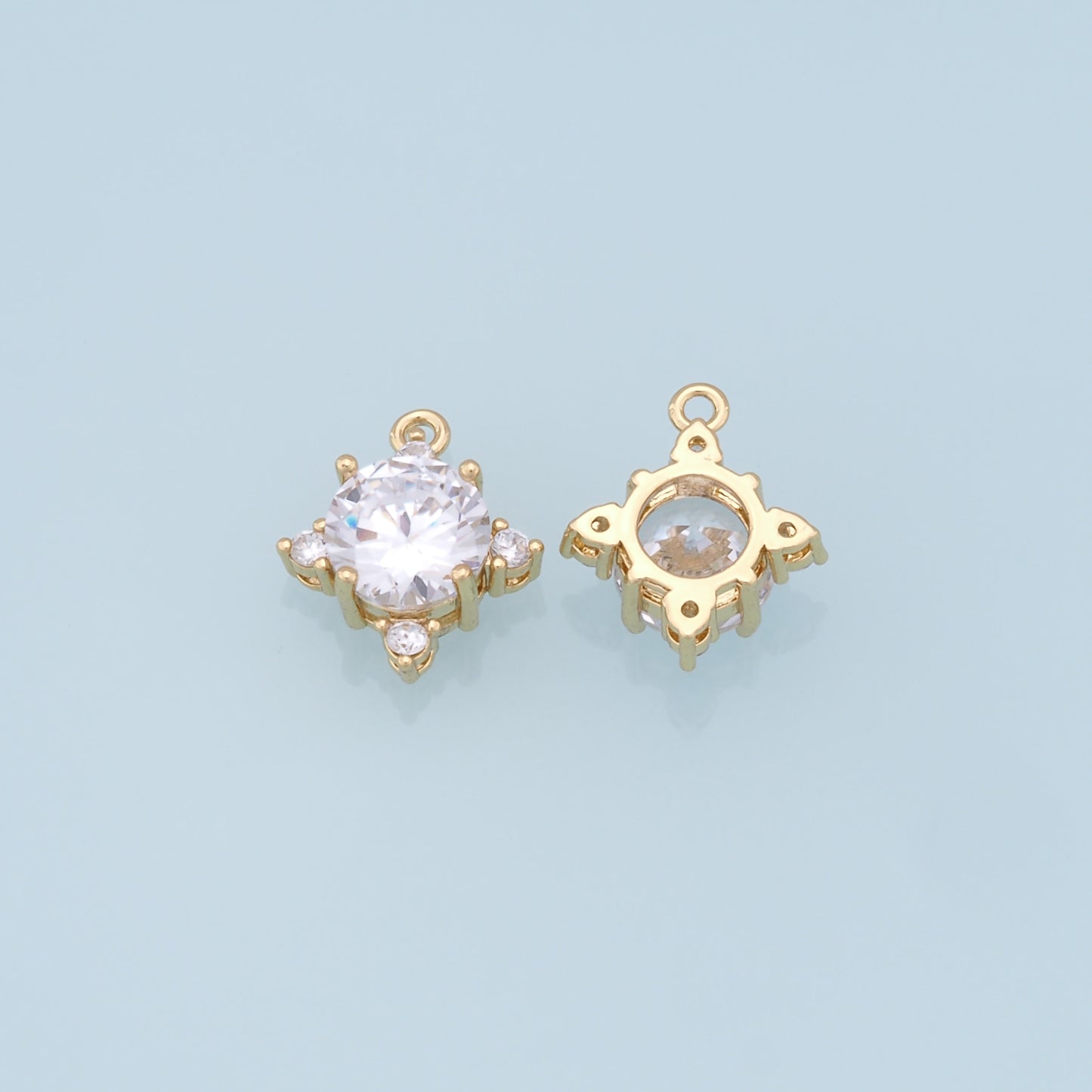 18K Gold Filled Star Pendant,CZ Star Charm Bracelet Necklace for DIY Jewelry Making Supply