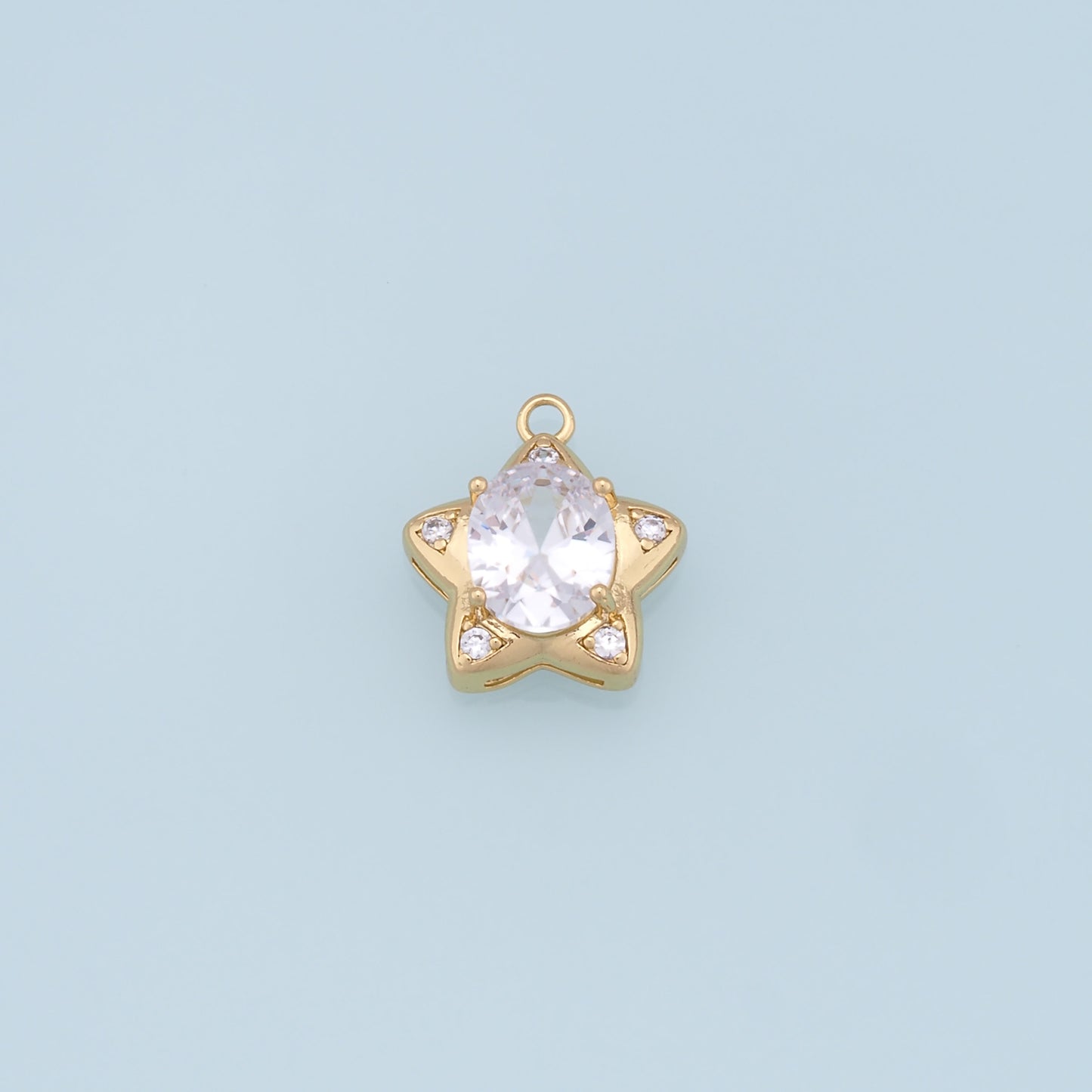18K Gold Filled Star Pendant,CZ Star Charm Bracelet Necklace for DIY Jewelry Making Supply