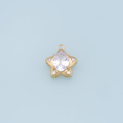18K Gold Filled Star Pendant,CZ Star Charm Bracelet Necklace for DIY Jewelry Making Supply