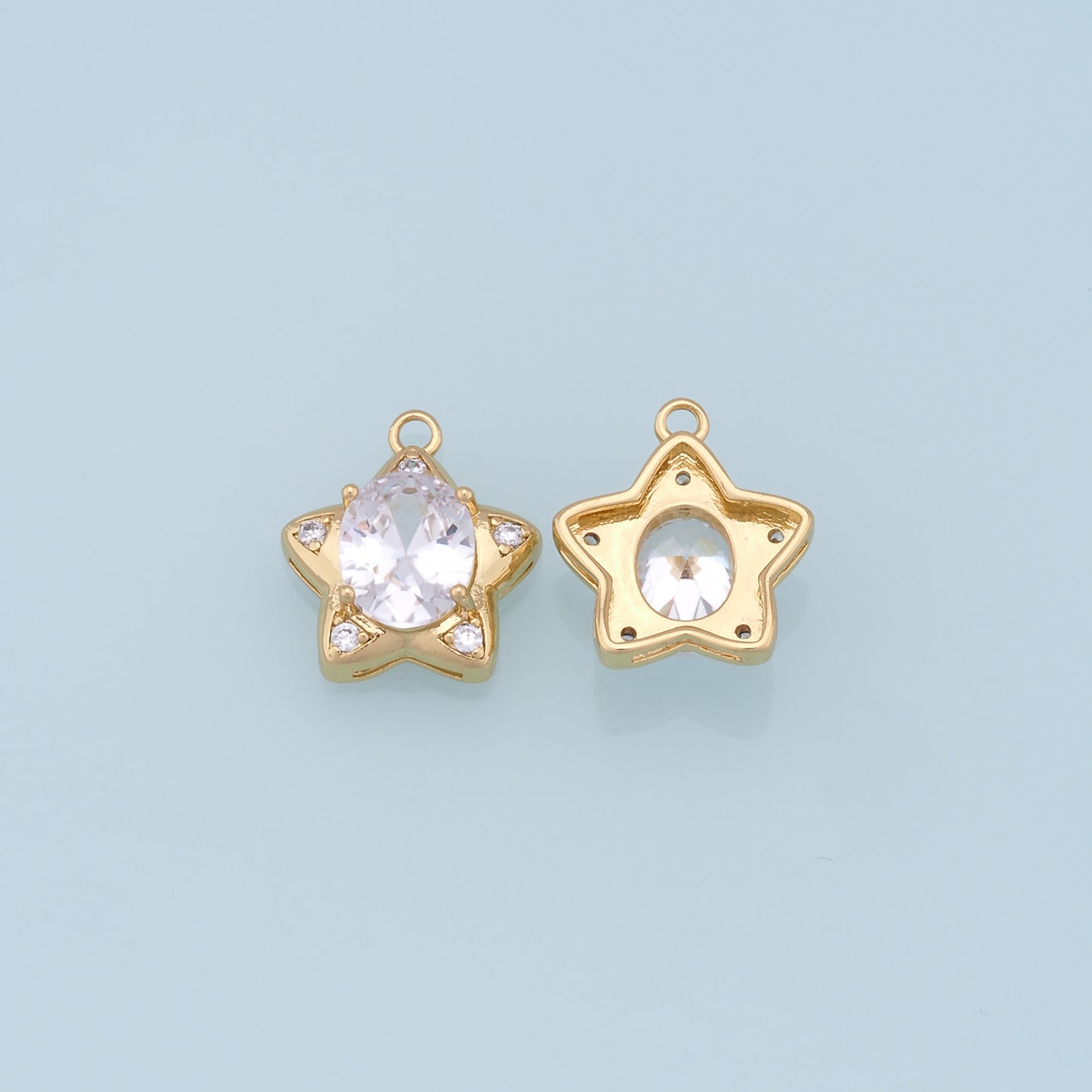 18K Gold Filled Star Pendant,CZ Star Charm Bracelet Necklace for DIY Jewelry Making Supply