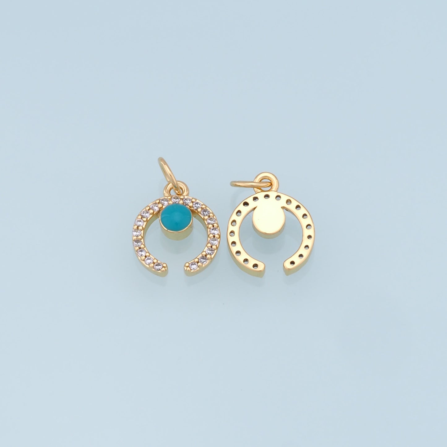 Gold Moon Charms,18K Gold Filled Moon Pendant,CZ Micro Pave Star Charm Bracelet Necklace for DIY Jewelry Making Supply
