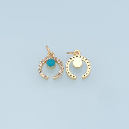 Gold Moon Charms,18K Gold Filled Moon Pendant,CZ Micro Pave Star Charm Bracelet Necklace for DIY Jewelry Making Supply