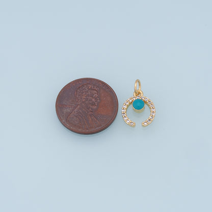 Gold Moon Charms,18K Gold Filled Moon Pendant,CZ Micro Pave Star Charm Bracelet Necklace for DIY Jewelry Making Supply