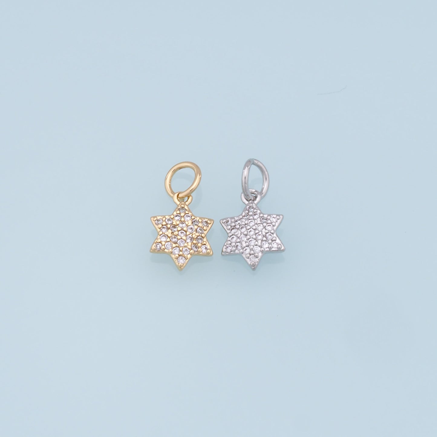 18K Gold Filled Star Pendant,CZ Star Charm Bracelet Necklace for DIY Jewelry Making Supply