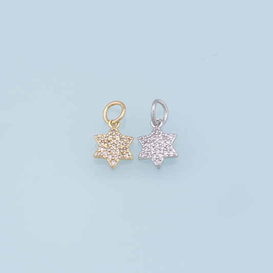 18K Gold Filled Star Pendant,CZ Star Charm Bracelet Necklace for DIY Jewelry Making Supply