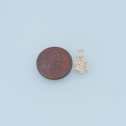 18K Gold Filled Star Pendant,CZ Star Charm Bracelet Necklace for DIY Jewelry Making Supply
