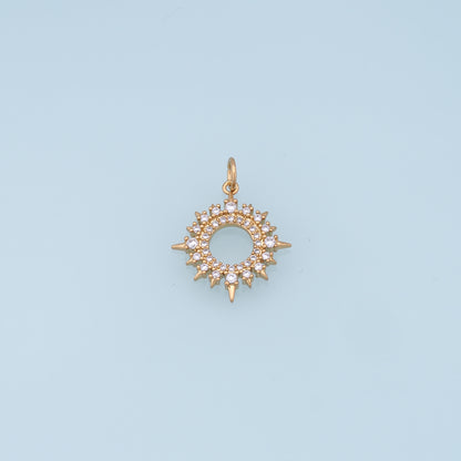 Gold Star Charms,18K Gold Filled Starburst Pendant,CZ North Star Charm Bracelet Necklace for DIY Jewelry Making Supply