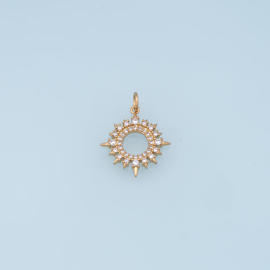 Gold Star Charms,18K Gold Filled Starburst Pendant,CZ North Star Charm Bracelet Necklace for DIY Jewelry Making Supply