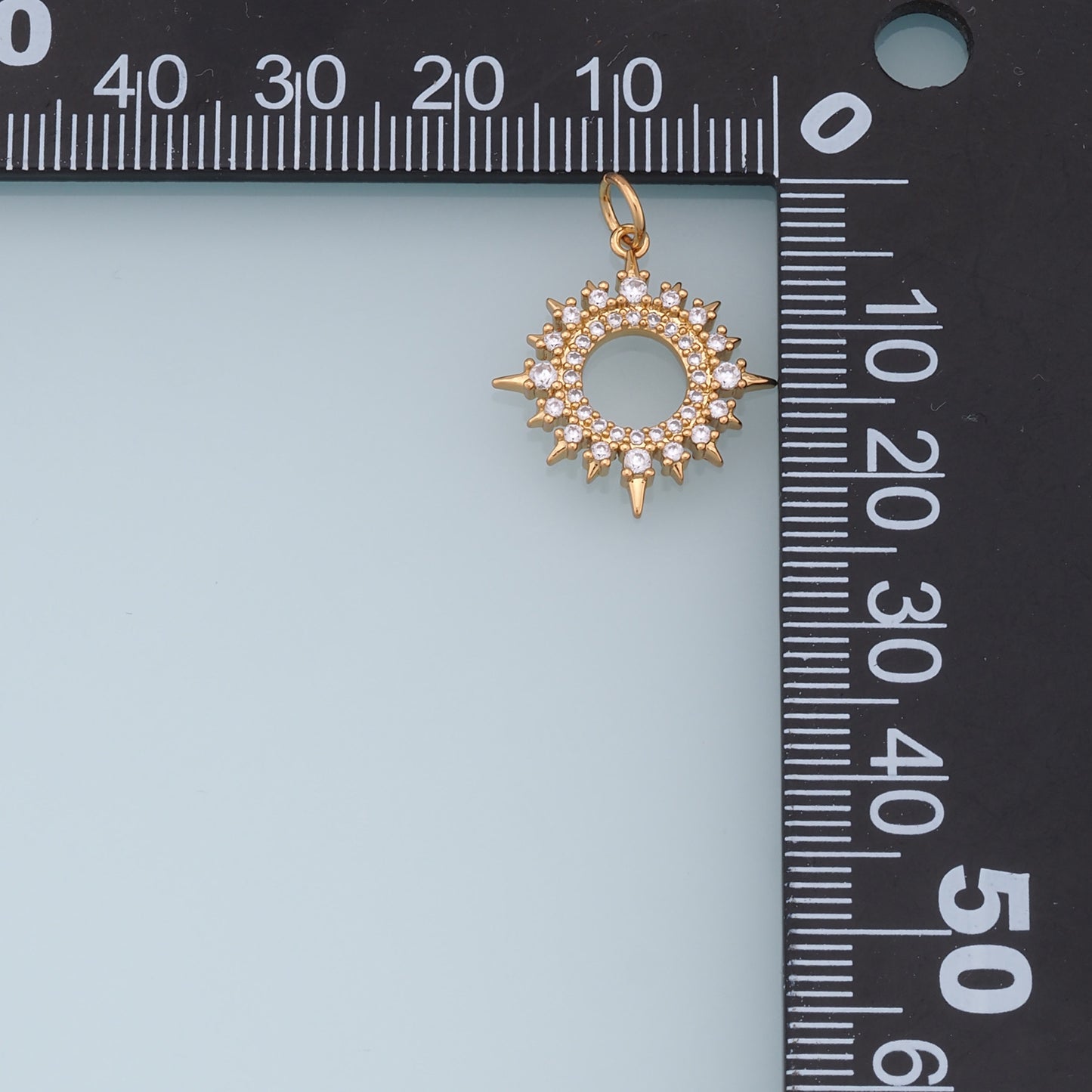 Gold Star Charms,18K Gold Filled Starburst Pendant,CZ North Star Charm Bracelet Necklace for DIY Jewelry Making Supply