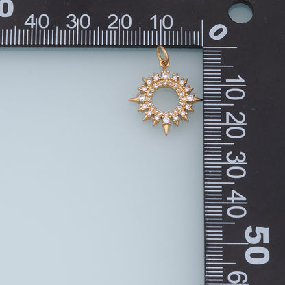 Gold Star Charms,18K Gold Filled Starburst Pendant,CZ North Star Charm Bracelet Necklace for DIY Jewelry Making Supply