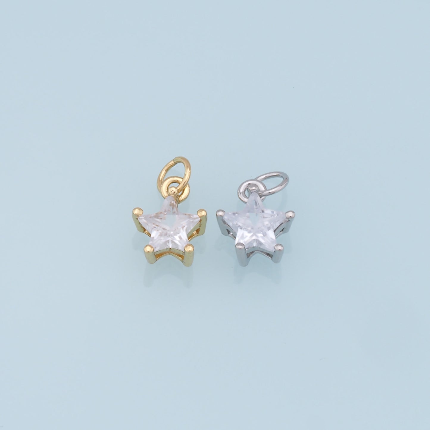 18K Gold Filled Star Pendant,CZ Star Charm Bracelet Necklace for DIY Jewelry Making Supply