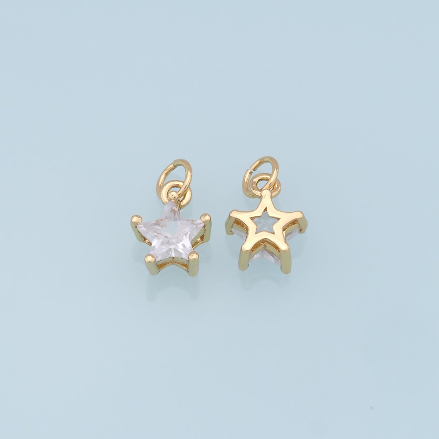 18K Gold Filled Star Pendant,CZ Star Charm Bracelet Necklace for DIY Jewelry Making Supply