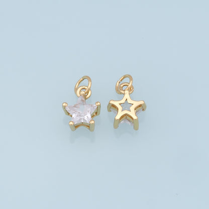 18K Gold Filled Star Pendant,CZ Star Charm Bracelet Necklace for DIY Jewelry Making Supply