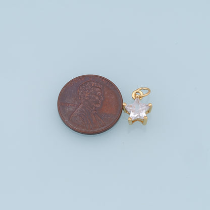 18K Gold Filled Star Pendant,CZ Star Charm Bracelet Necklace for DIY Jewelry Making Supply