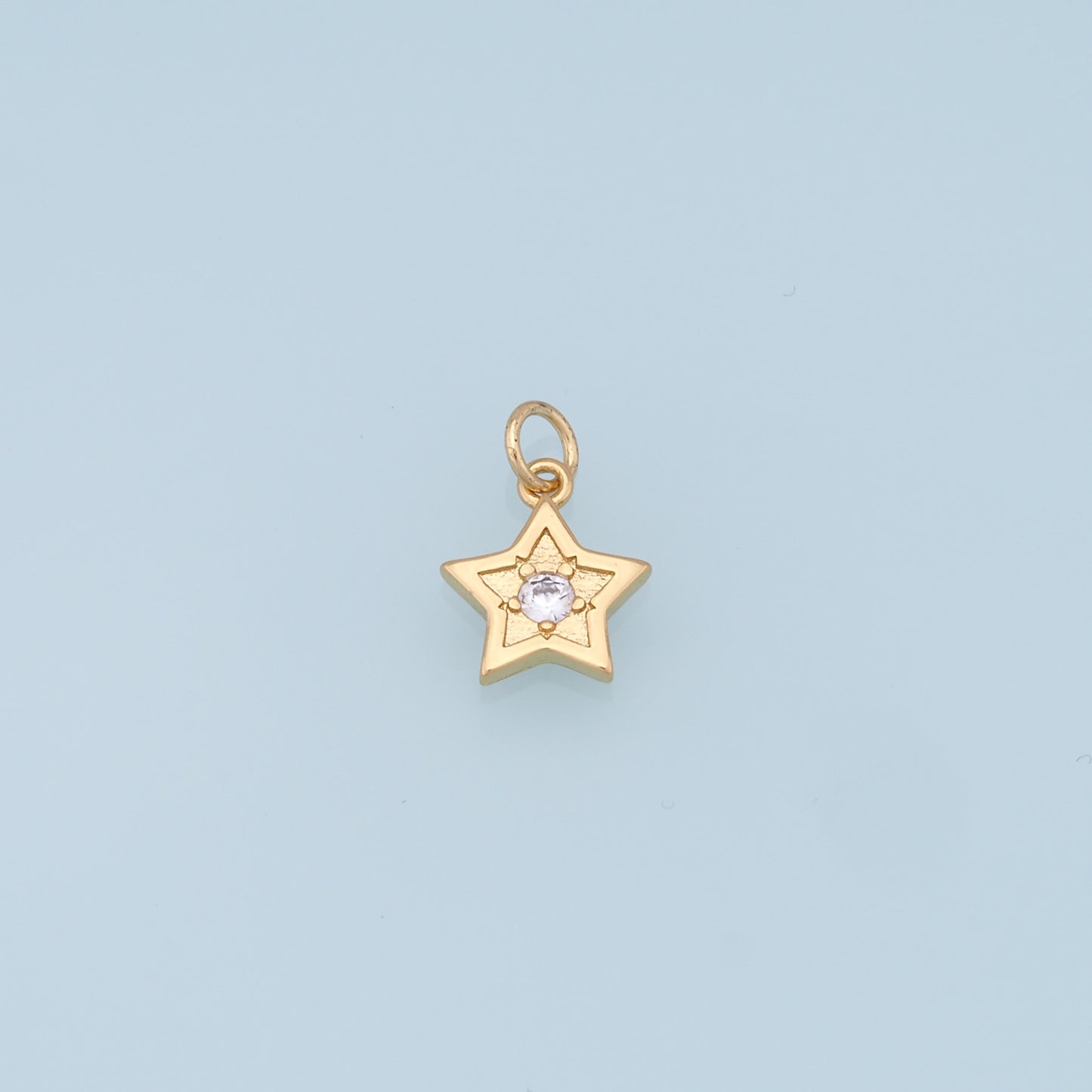 18K Gold Filled Star Pendant,CZ Star Charm Bracelet Necklace for DIY Jewelry Making Supply