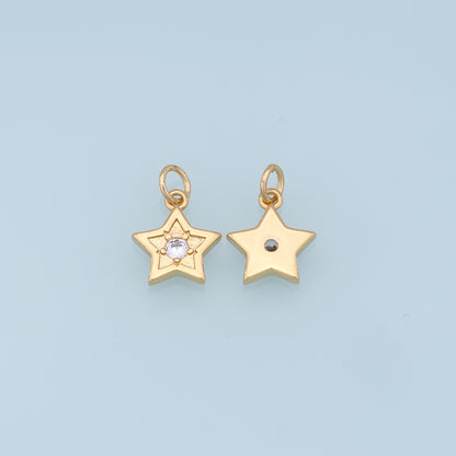 18K Gold Filled Star Pendant,CZ Star Charm Bracelet Necklace for DIY Jewelry Making Supply