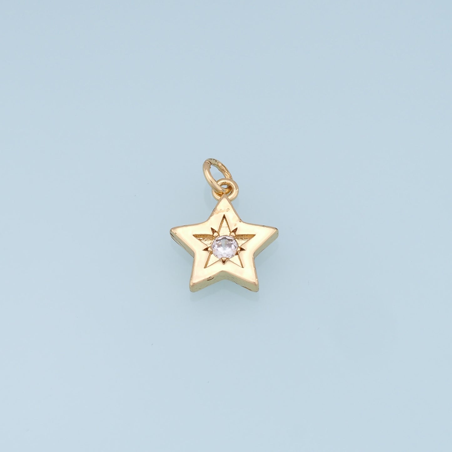 18K Gold Filled Star Pendant,CZ Star Charm Bracelet Necklace for DIY Jewelry Making Supply