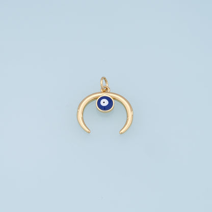 Gold Moon Evil Eye Charms,18K Gold Filled Moon Pendant,Evil Eye Charm Bracelet Necklace for DIY Jewelry Making Supply