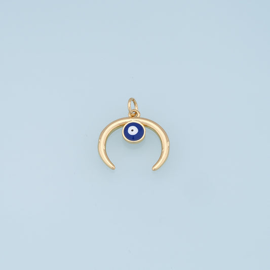 Gold Moon Evil Eye Charms,18K Gold Filled Moon Pendant,Evil Eye Charm Bracelet Necklace for DIY Jewelry Making Supply