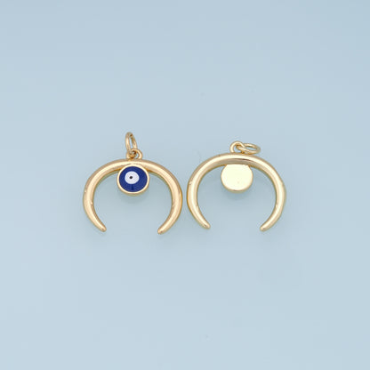 Gold Moon Evil Eye Charms,18K Gold Filled Moon Pendant,Evil Eye Charm Bracelet Necklace for DIY Jewelry Making Supply