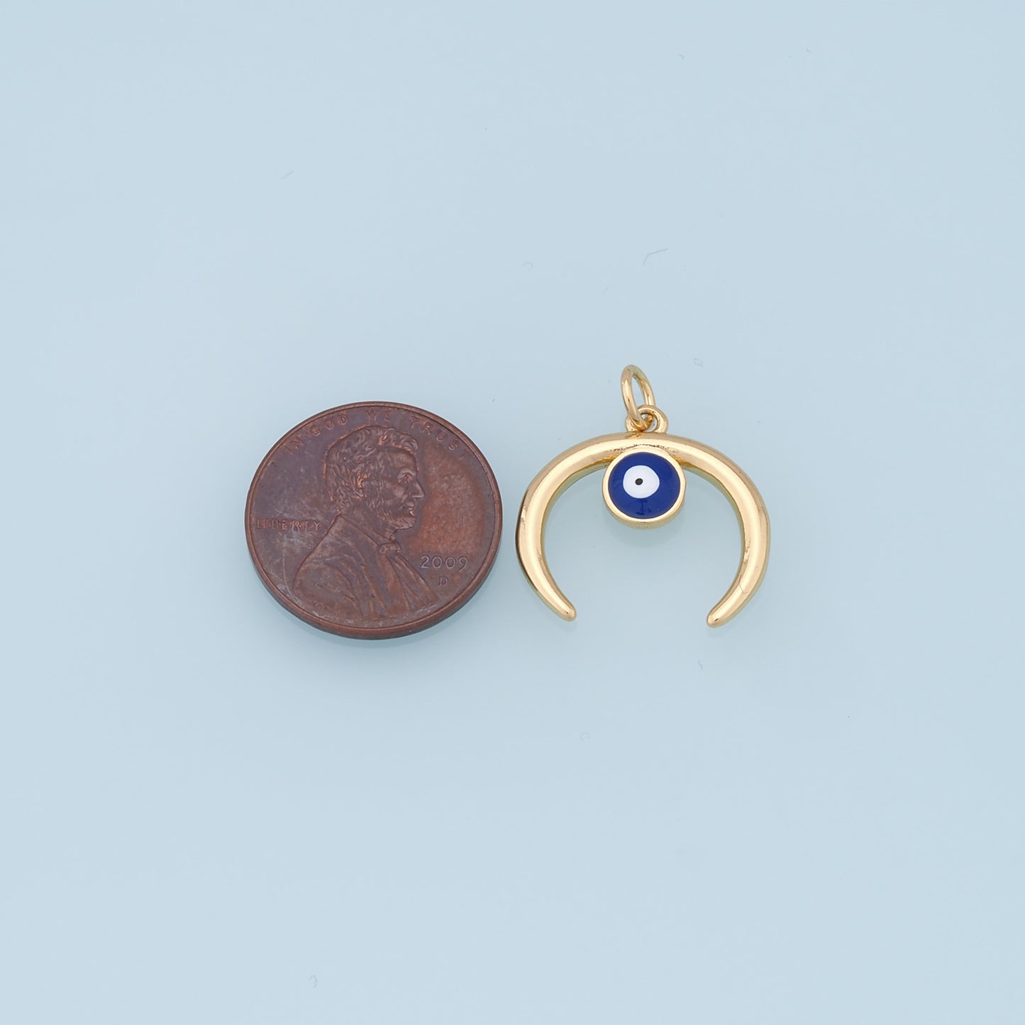 Gold Moon Evil Eye Charms,18K Gold Filled Moon Pendant,Evil Eye Charm Bracelet Necklace for DIY Jewelry Making Supply