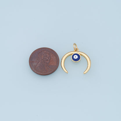 Gold Moon Evil Eye Charms,18K Gold Filled Moon Pendant,Evil Eye Charm Bracelet Necklace for DIY Jewelry Making Supply